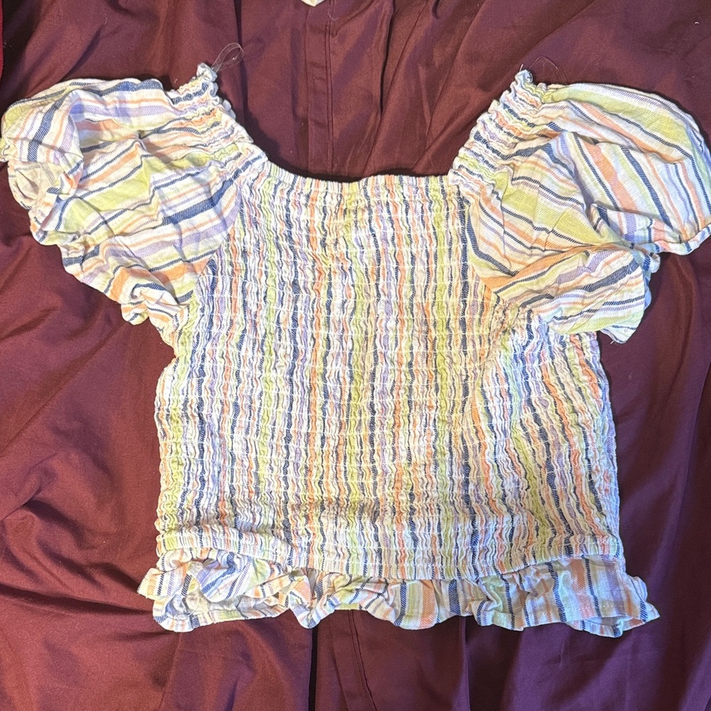 Striped Ruffle Sleeve Top